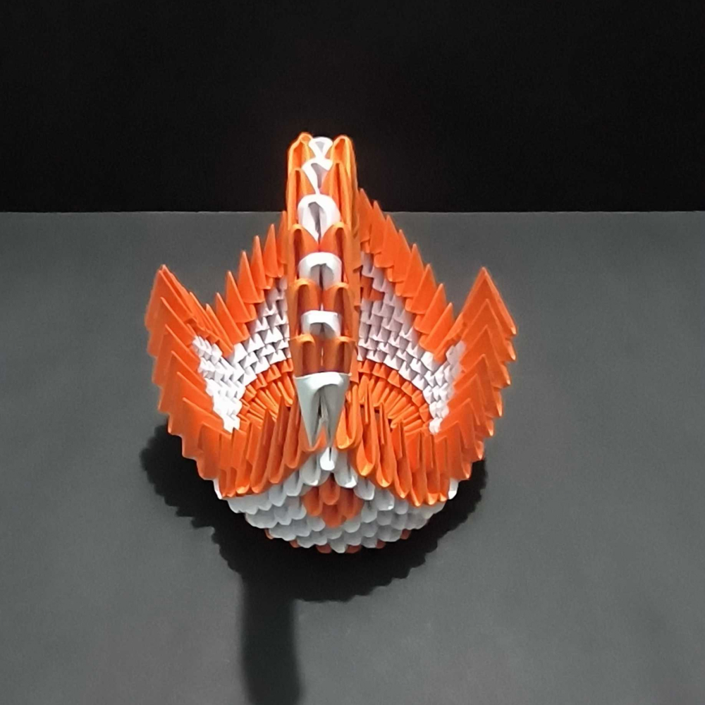 Majestic 3D Origami Orange Swan – Handcrafted Decorative Art Piece