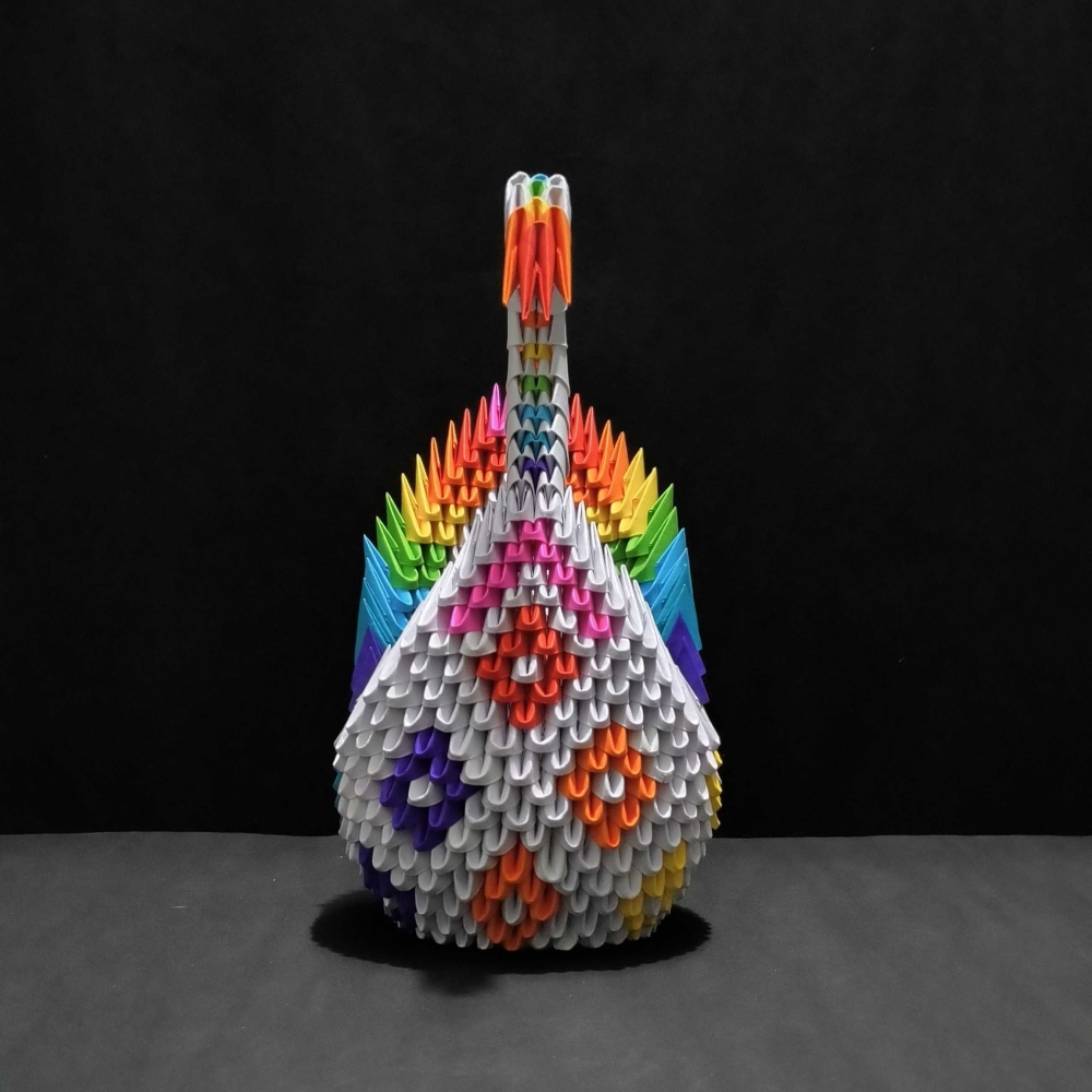 Vibrant 3D Origami Rainbow Swan – Handcrafted Colorful Art Piece