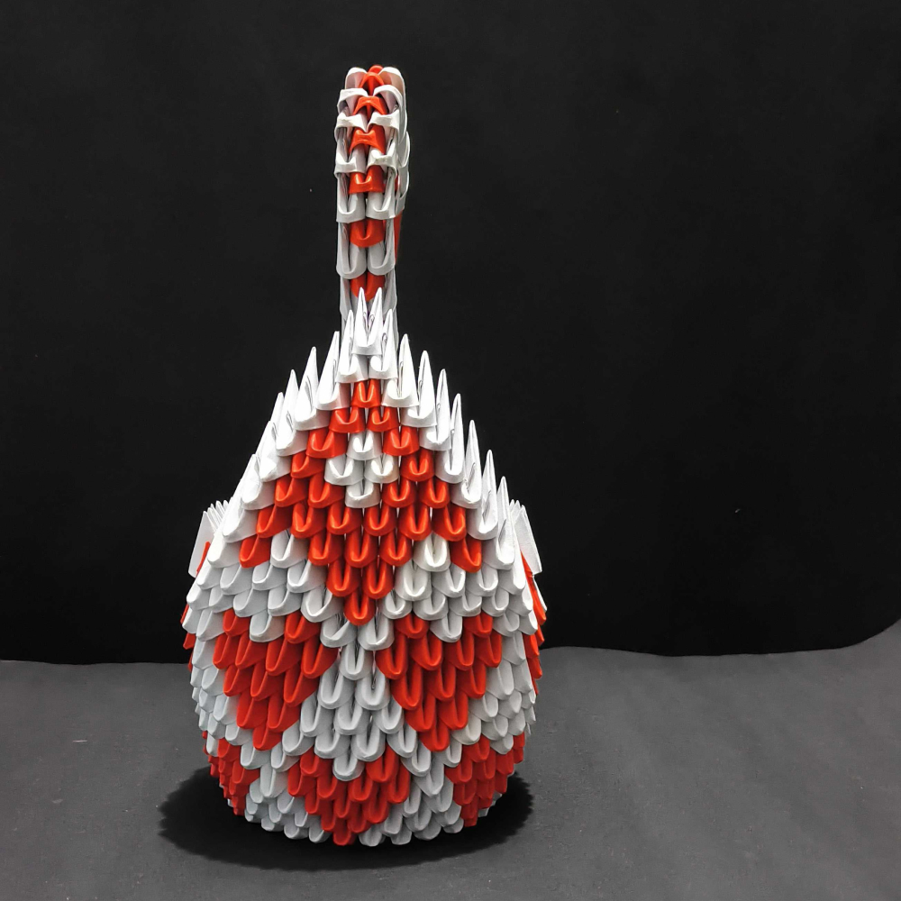 Majestic 3D Origami Red and White Swan – Handcrafted Decorative Masterpiece
