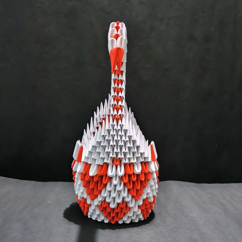 Majestic 3D Origami Red and White Swan – Handcrafted Decorative Masterpiece