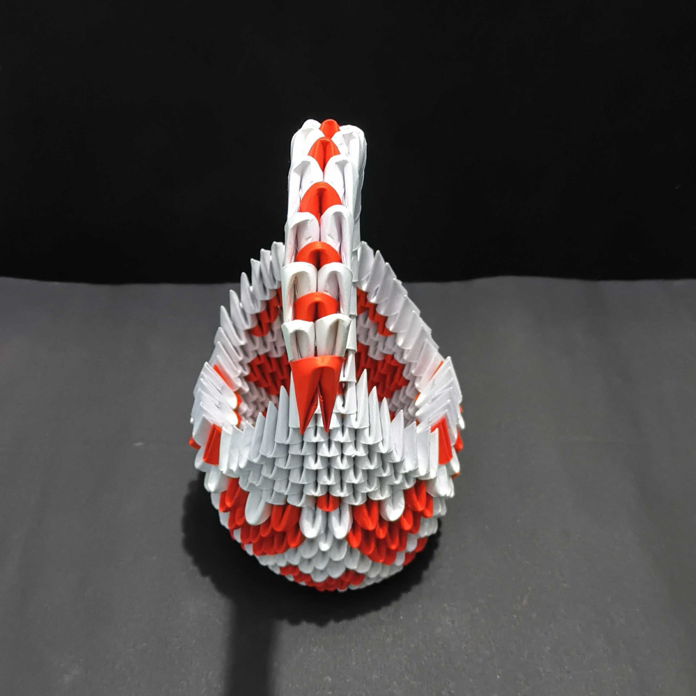 Majestic 3D Origami Red and White Swan – Handcrafted Decorative Masterpiece