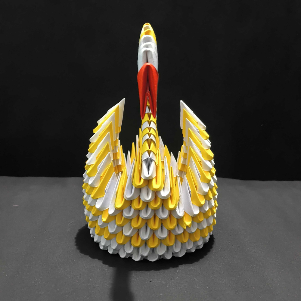 Vibrant 3D Origami Yellow Swan – Handcrafted Decorative Art Piece