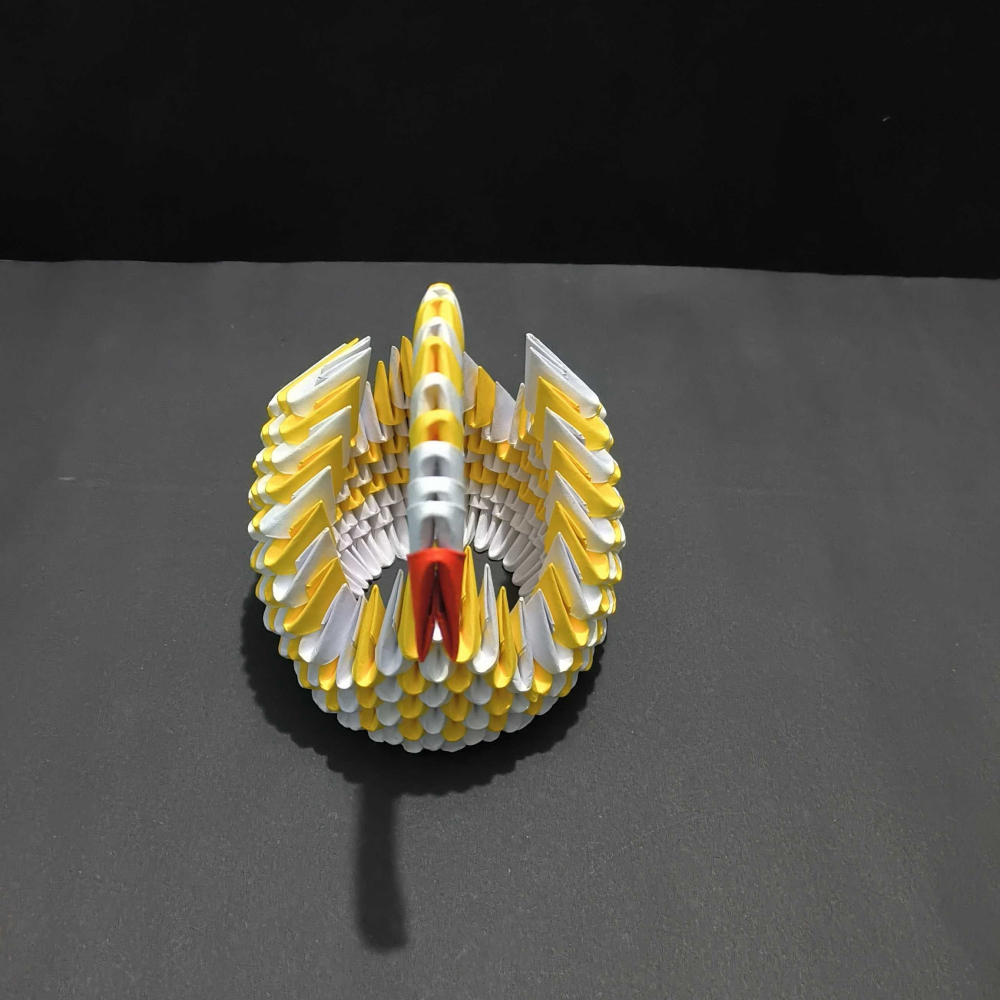 Vibrant 3D Origami Yellow Swan – Handcrafted Decorative Art Piece