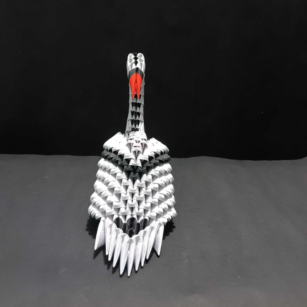 Elegant 3D Origami Black and White Swan – Handcrafted Decorative Art Piece