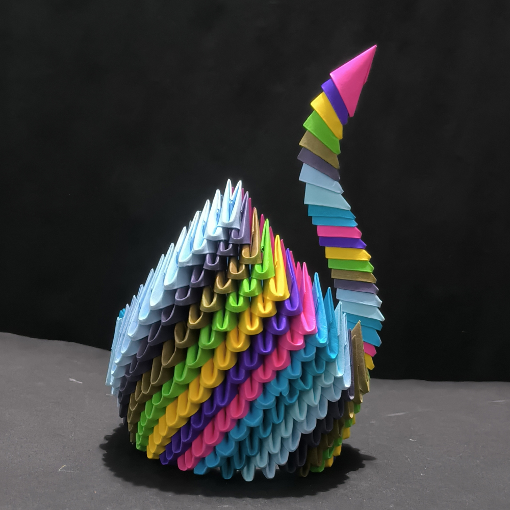 Handcrafted 3D Origami Swan Sculpture – Rainbow