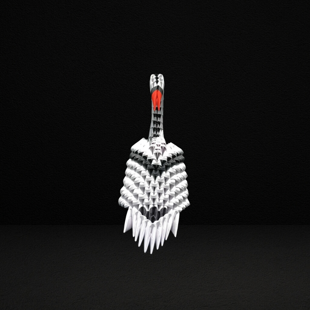 Elegant 3D Origami Black and White Swan – Handcrafted Decorative Art Piece
