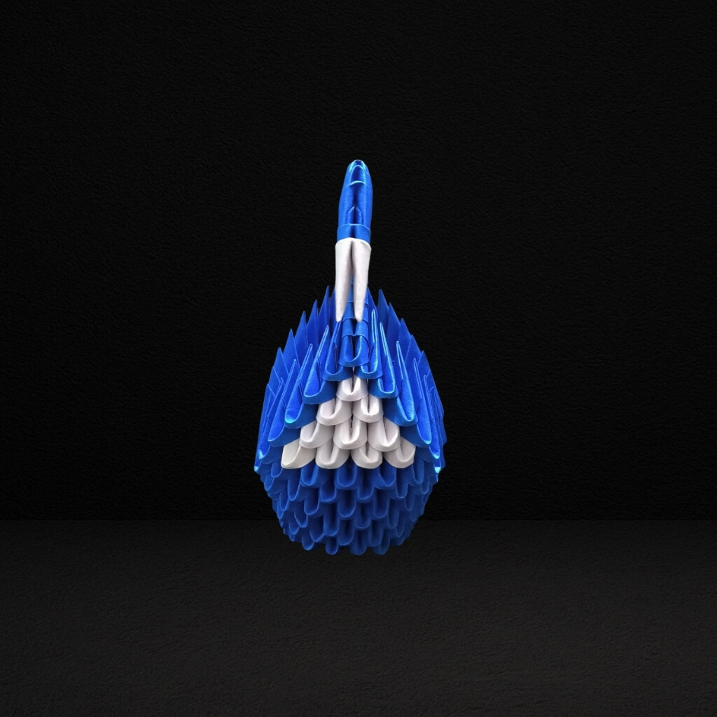 Elegant 3D Origami Swan Sculpture – Dark Blue and White