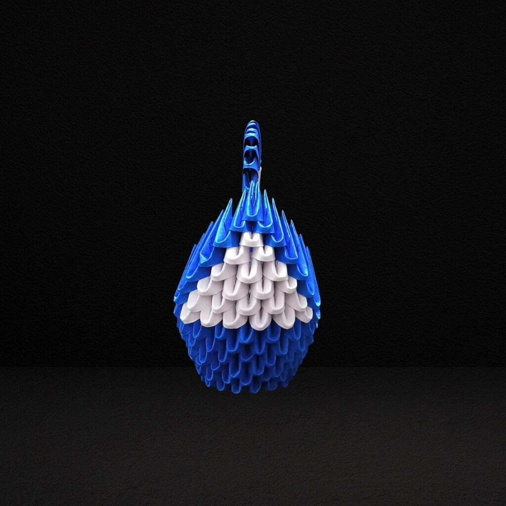 Elegant 3D Origami Swan Sculpture – Dark Blue and White
