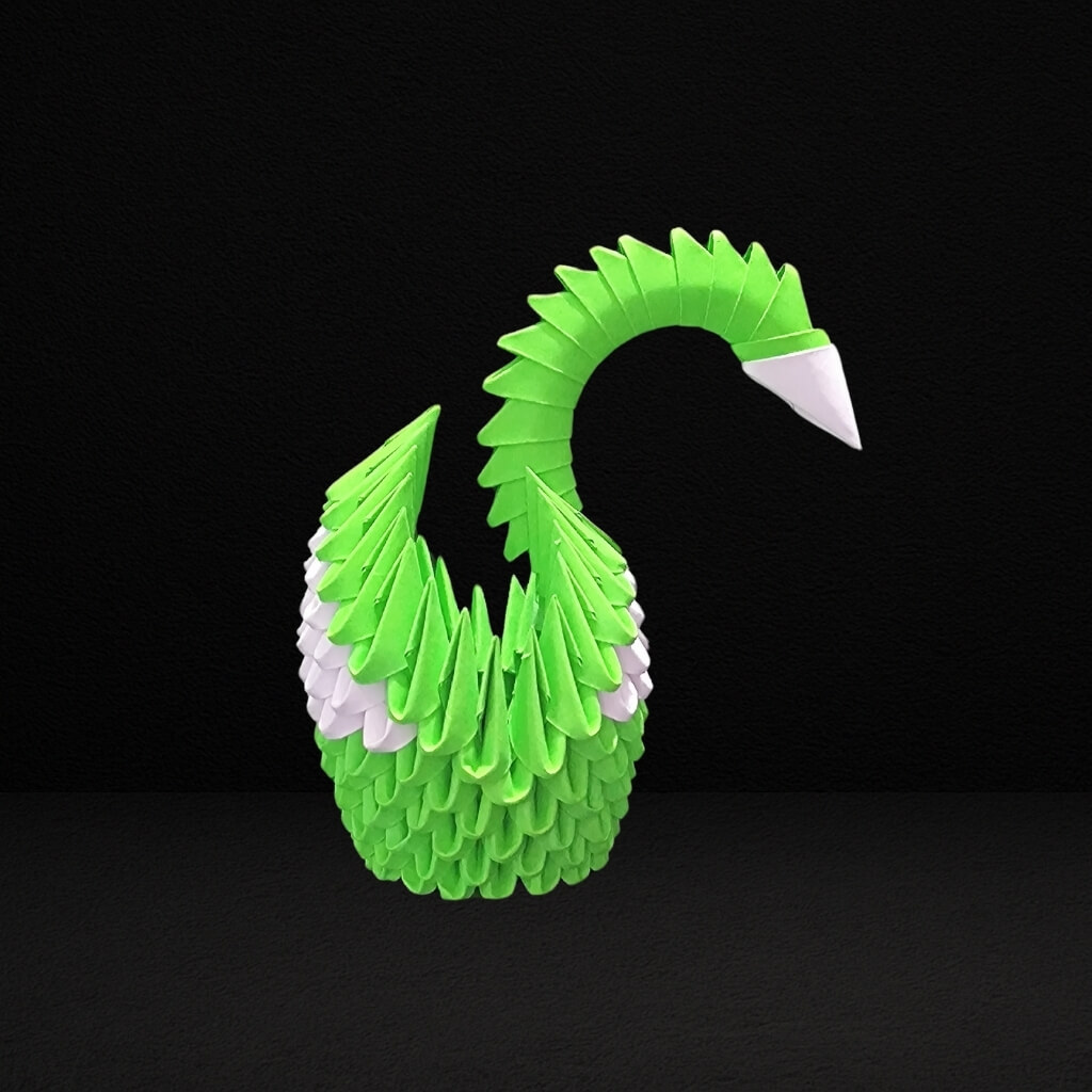Elegant 3D Origami Swan Sculpture – Green and White