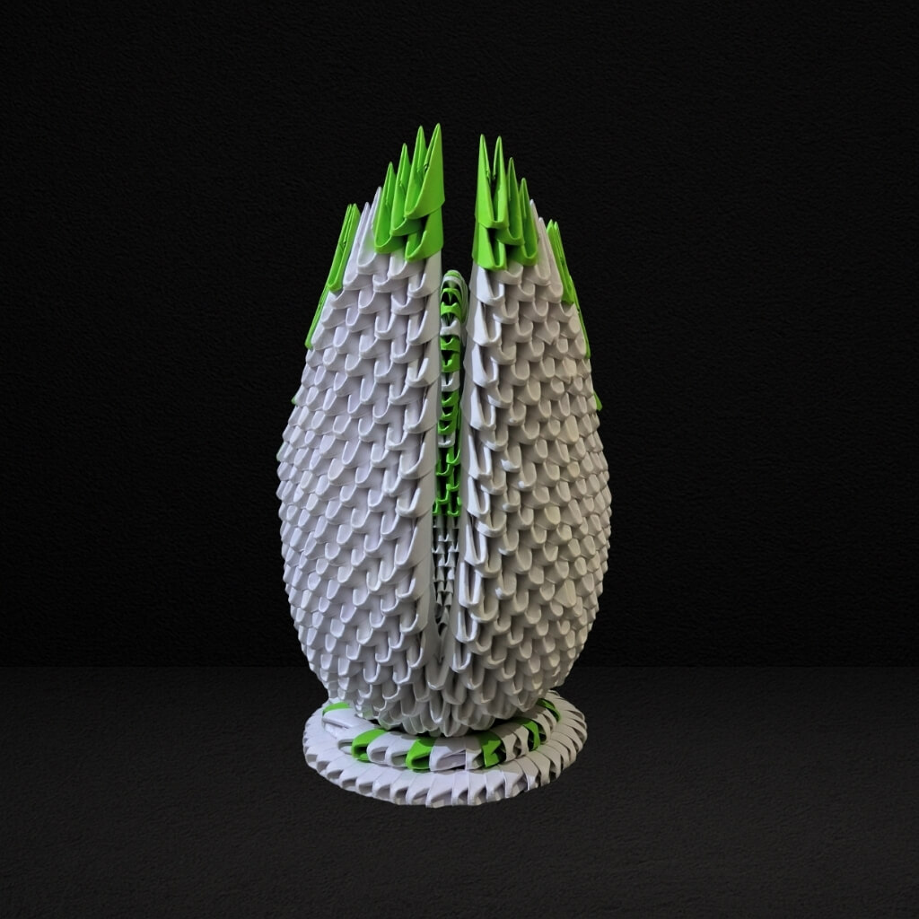 Majestic 3D Origami Swan Sculpture – Green and White