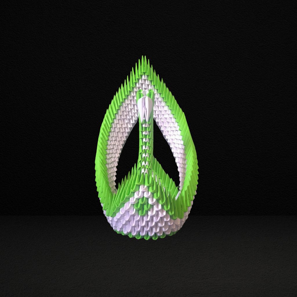 Graceful 3D Origami Green Swan – Handcrafted Decorative Sculpture