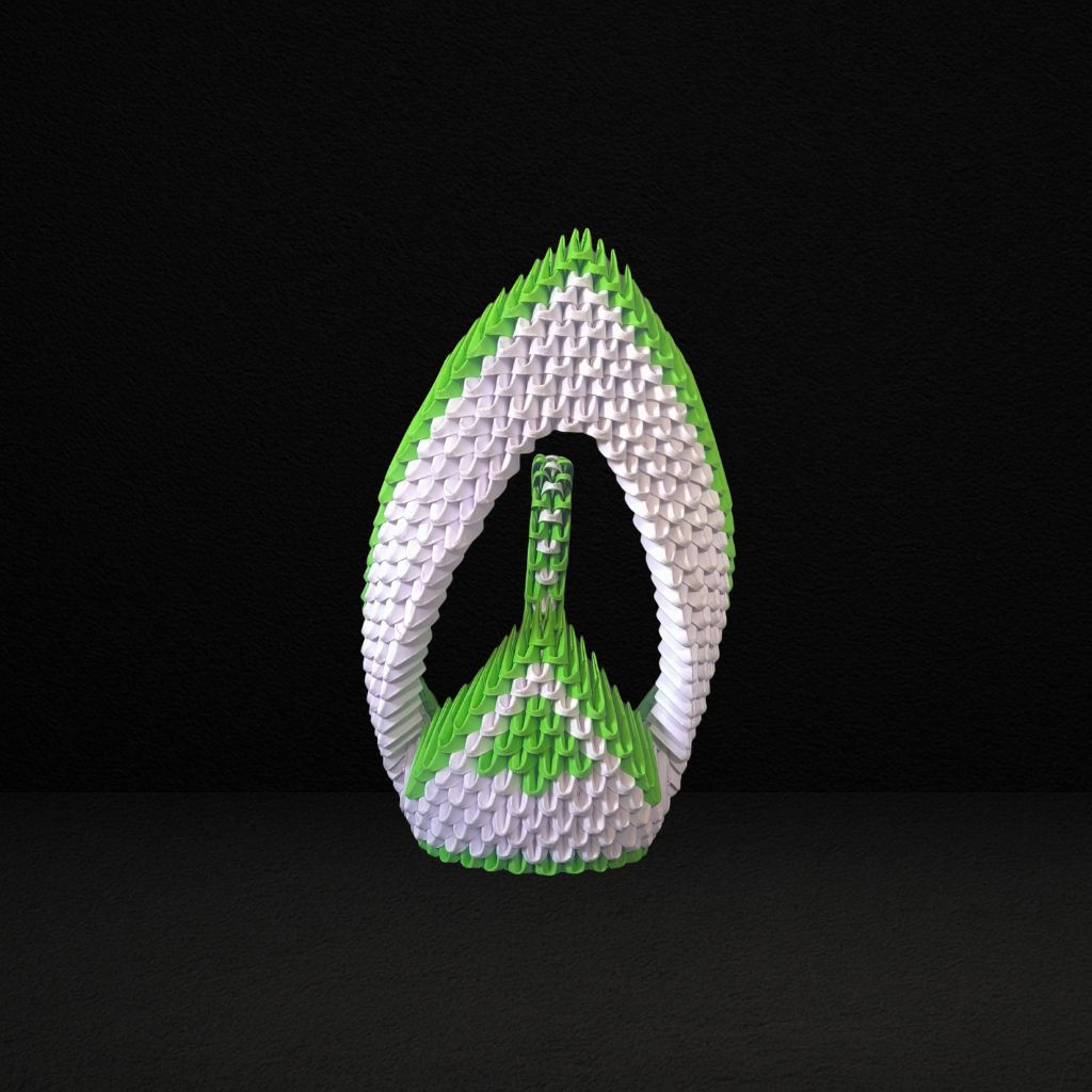 Graceful 3D Origami Green Swan – Handcrafted Decorative Sculpture