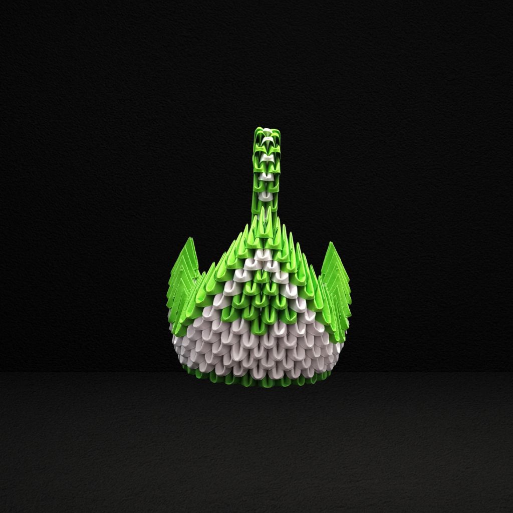Majestic 3D Origami Green Swan – Handcrafted Decorative Art Piece