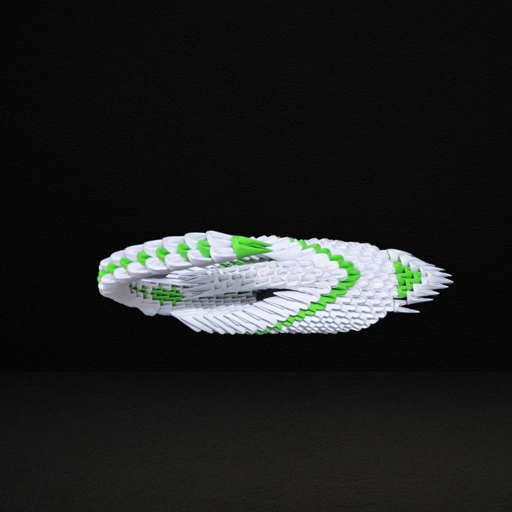 Elegant 3D Origami Green and White Swan – Handcrafted Decorative Art Piece