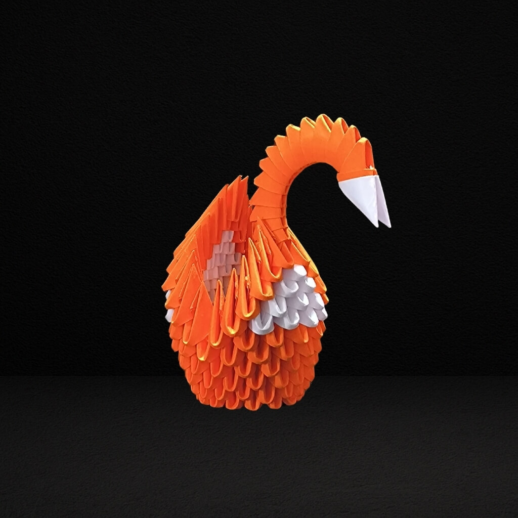 Elegant 3D Origami Swan Sculpture – Orange and White