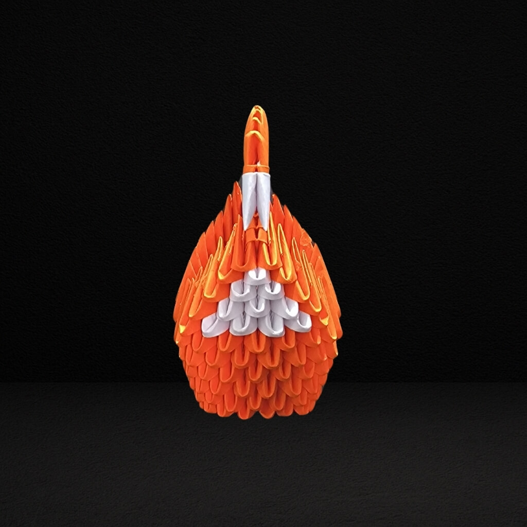 Elegant 3D Origami Swan Sculpture – Orange and White