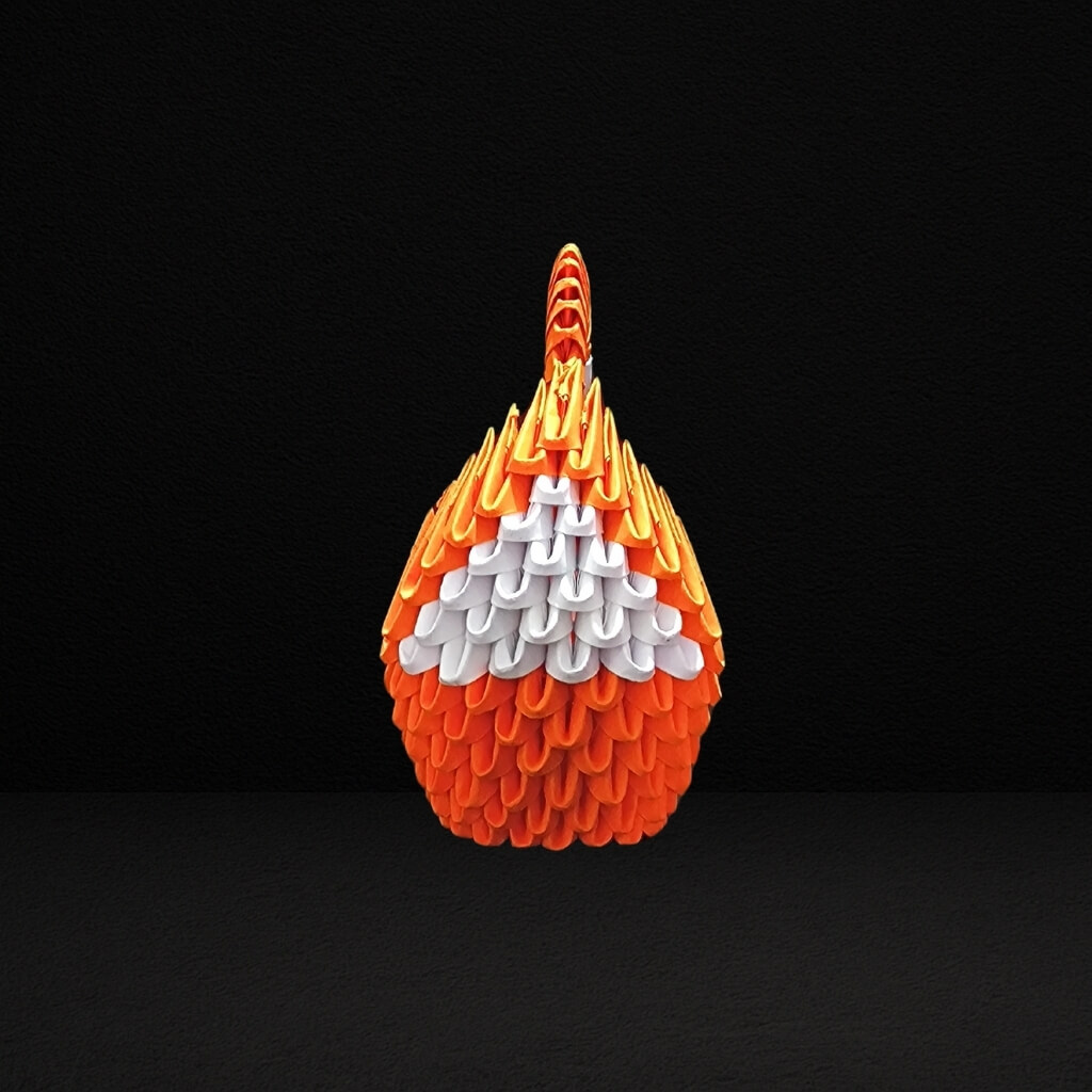 Elegant 3D Origami Swan Sculpture – Orange and White