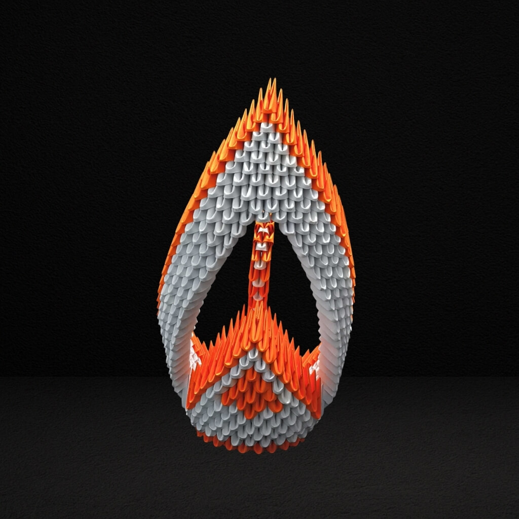 Graceful 3D Origami Orange Swan – Handcrafted Decorative Sculpture