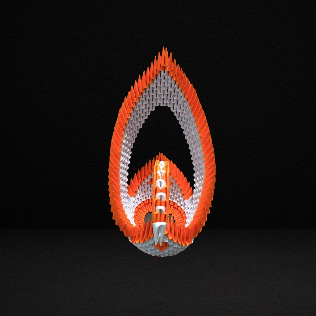 Graceful 3D Origami Orange Swan – Handcrafted Decorative Sculpture