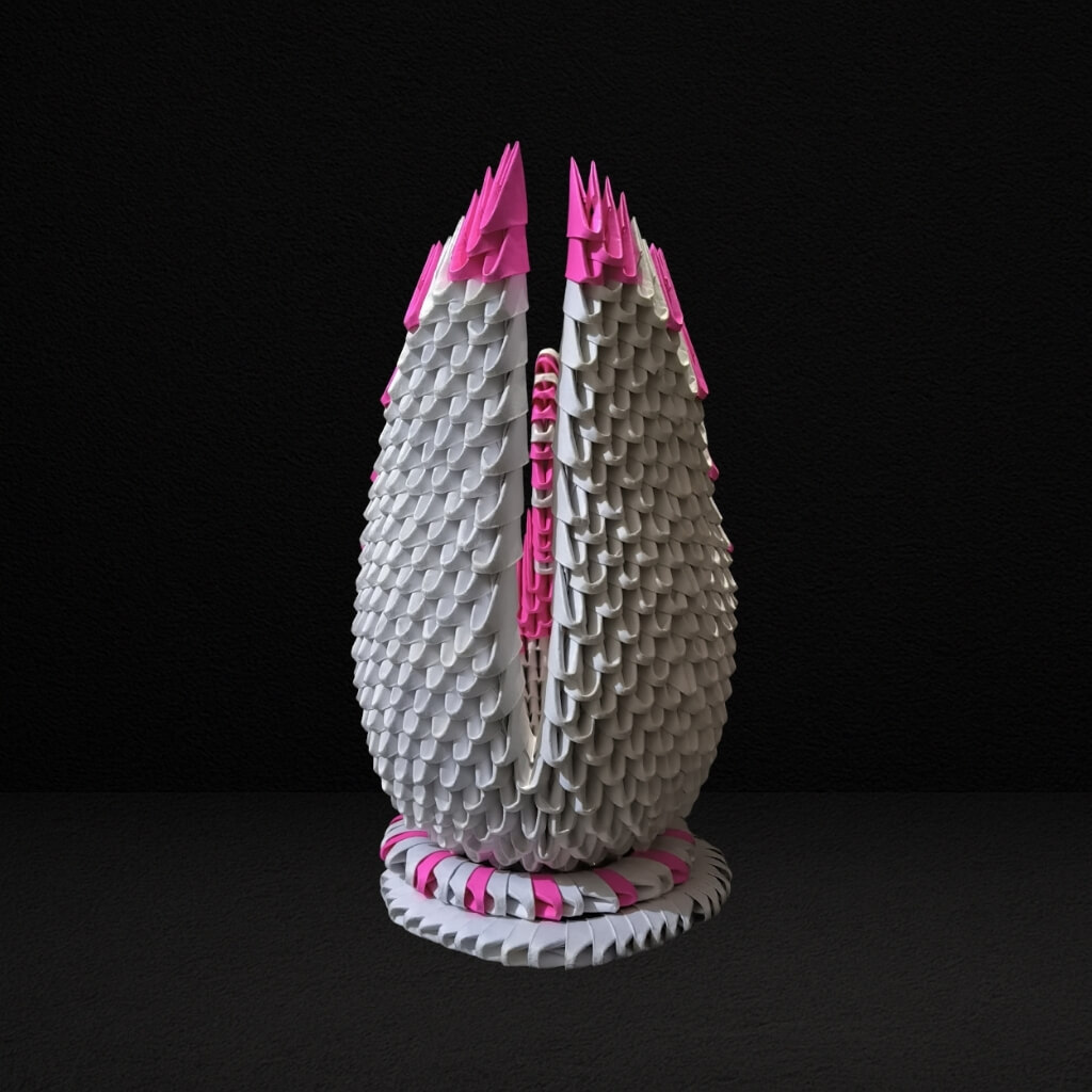 Majestic 3D Origami Swan Sculpture – Pink and White