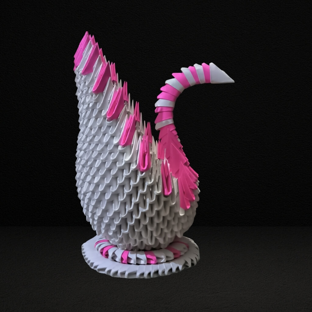 Majestic 3D Origami Swan Sculpture – Pink and White