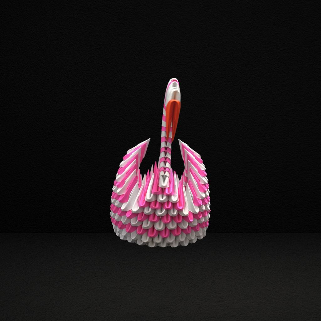Vibrant 3D Origami Pink Swan – Handcrafted Decorative Art Piece