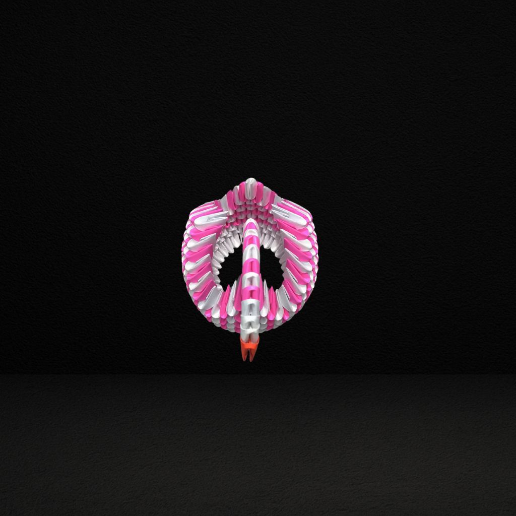 Vibrant 3D Origami Pink Swan – Handcrafted Decorative Art Piece