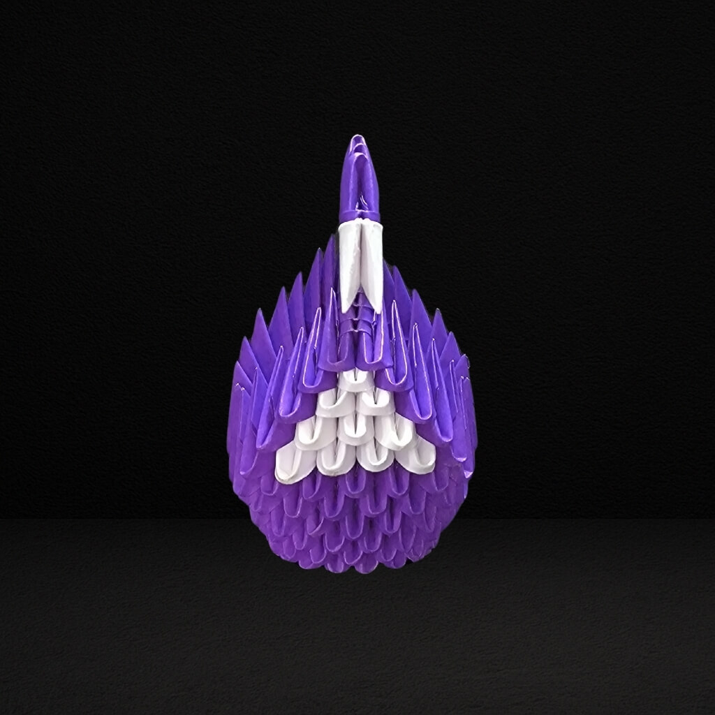 Elegant 3D Origami Swan Sculpture – Purple and White