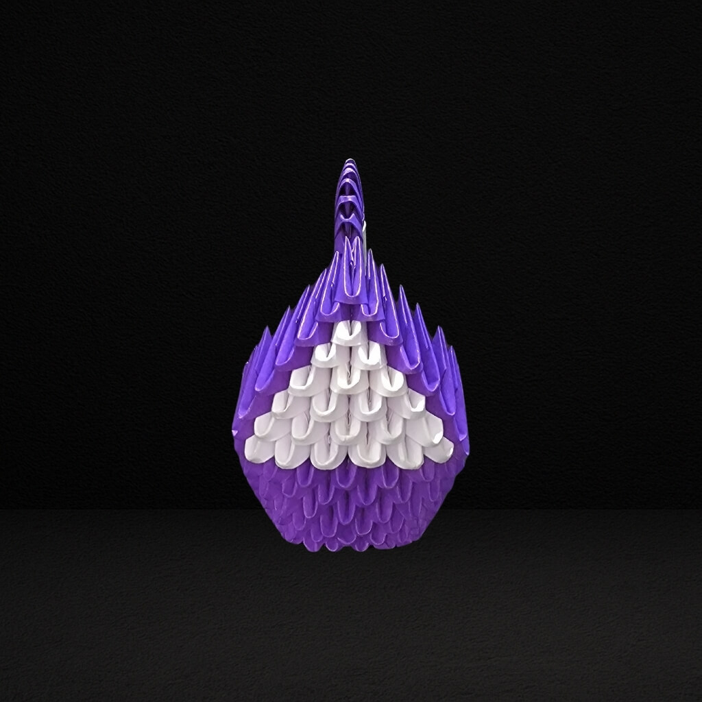 Elegant 3D Origami Swan Sculpture – Purple and White