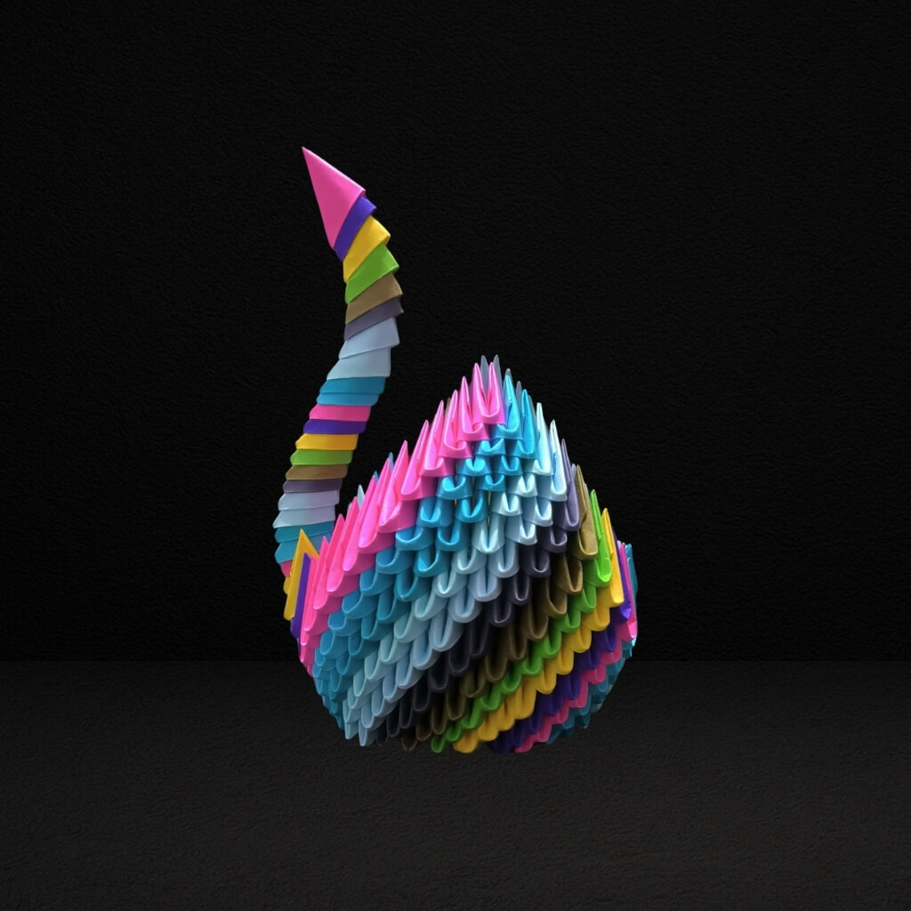 Multicolor 3D Origami Swan – Handcrafted Decorative Paper Sculpture