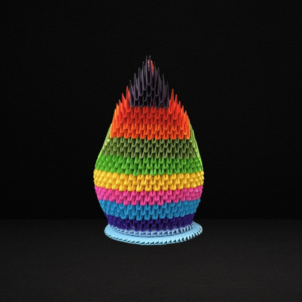 Majestic 3D Origami Rainbow Swan – Handcrafted Decorative Art Piece