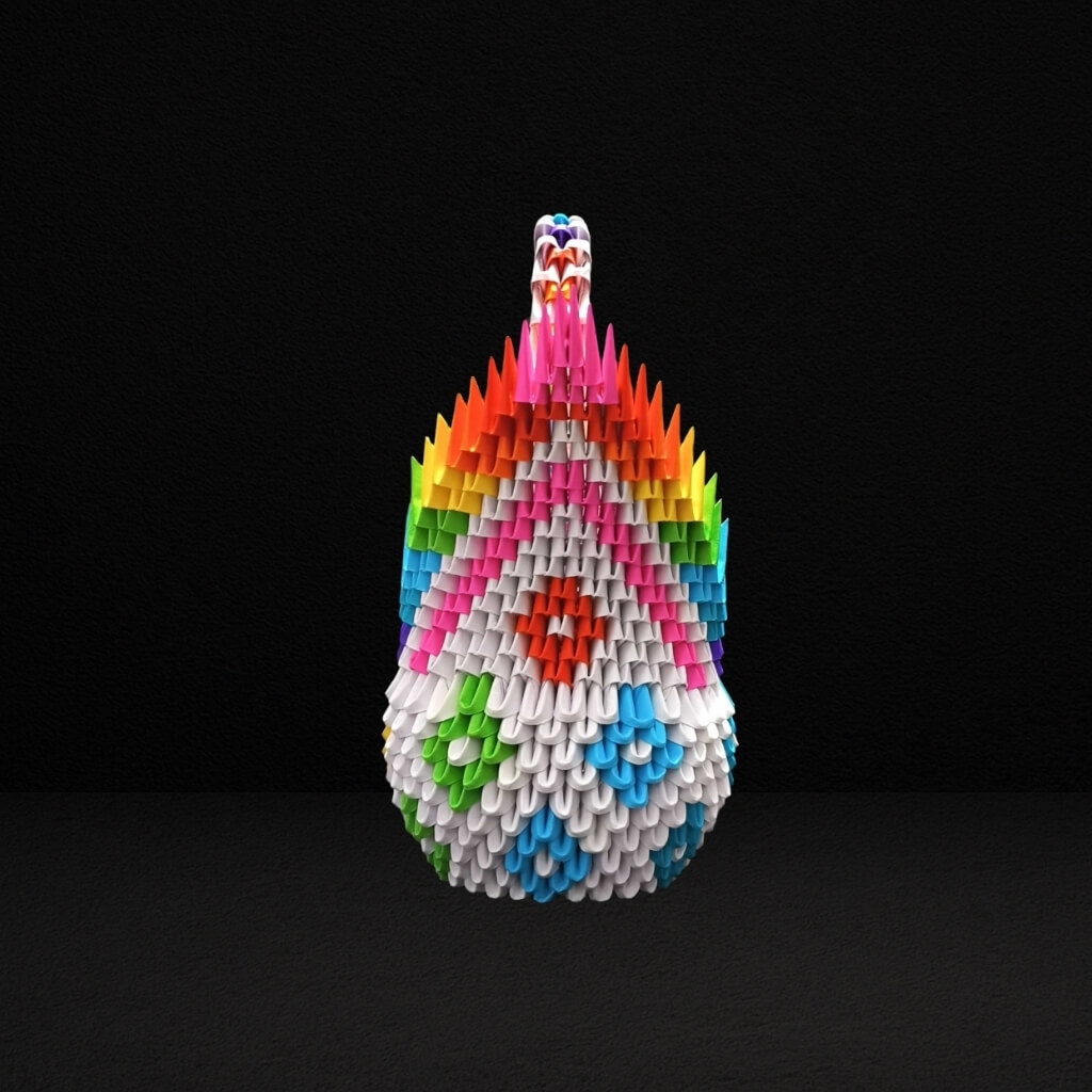 Vibrant 3D Origami Rainbow Swan – Handcrafted Colorful Art Piece
