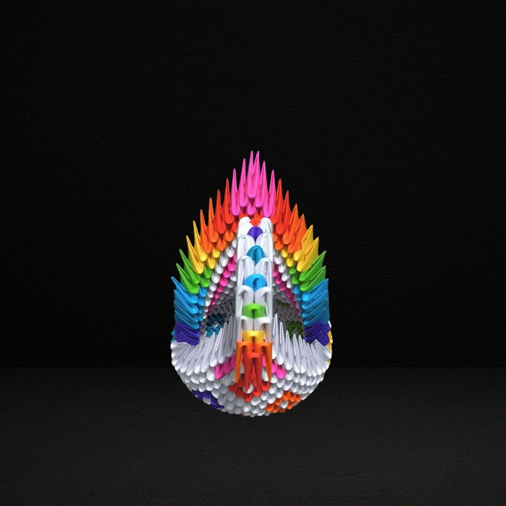 Vibrant 3D Origami Rainbow Swan – Handcrafted Colorful Art Piece
