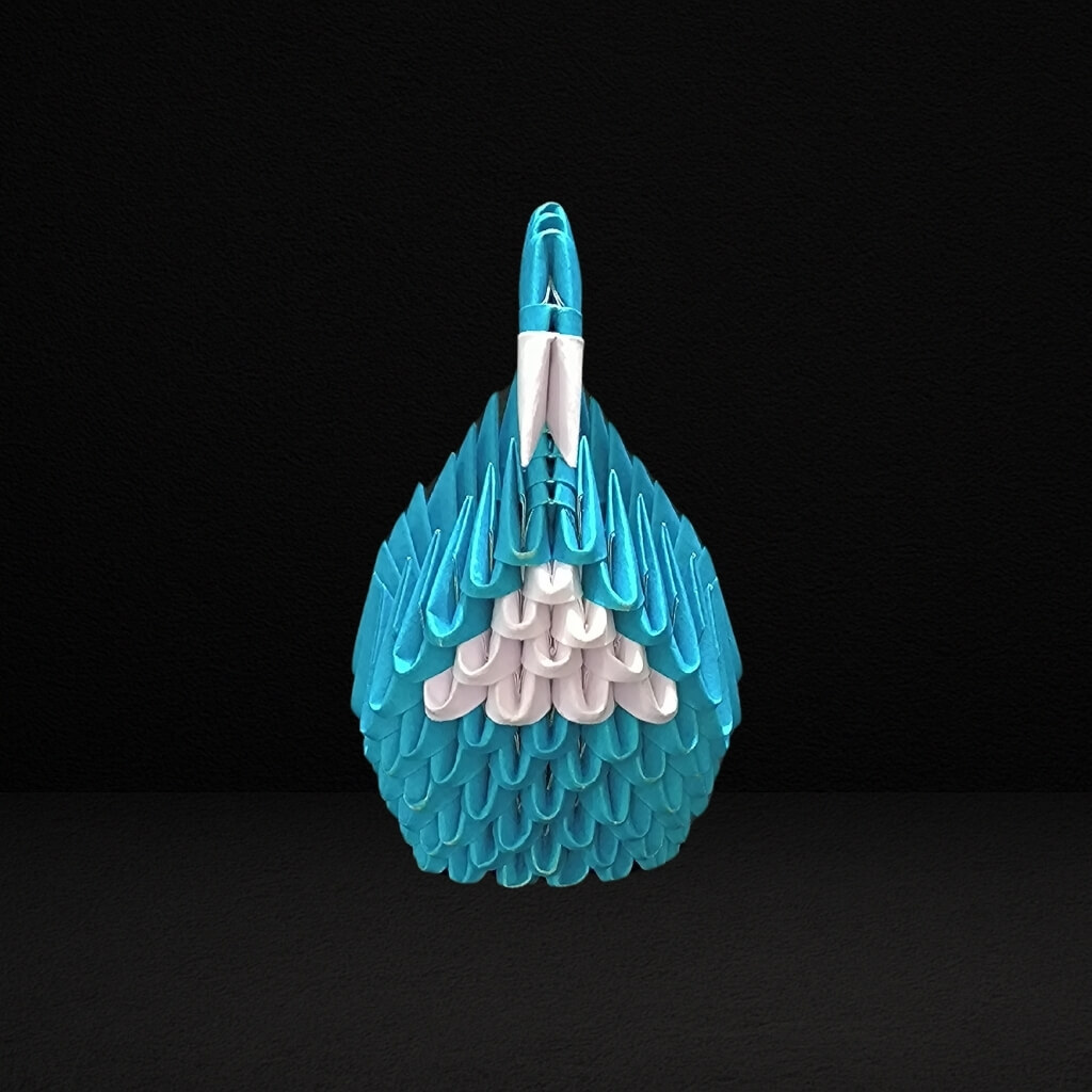 Elegant 3D Origami Swan Sculpture – Teal Blue and White