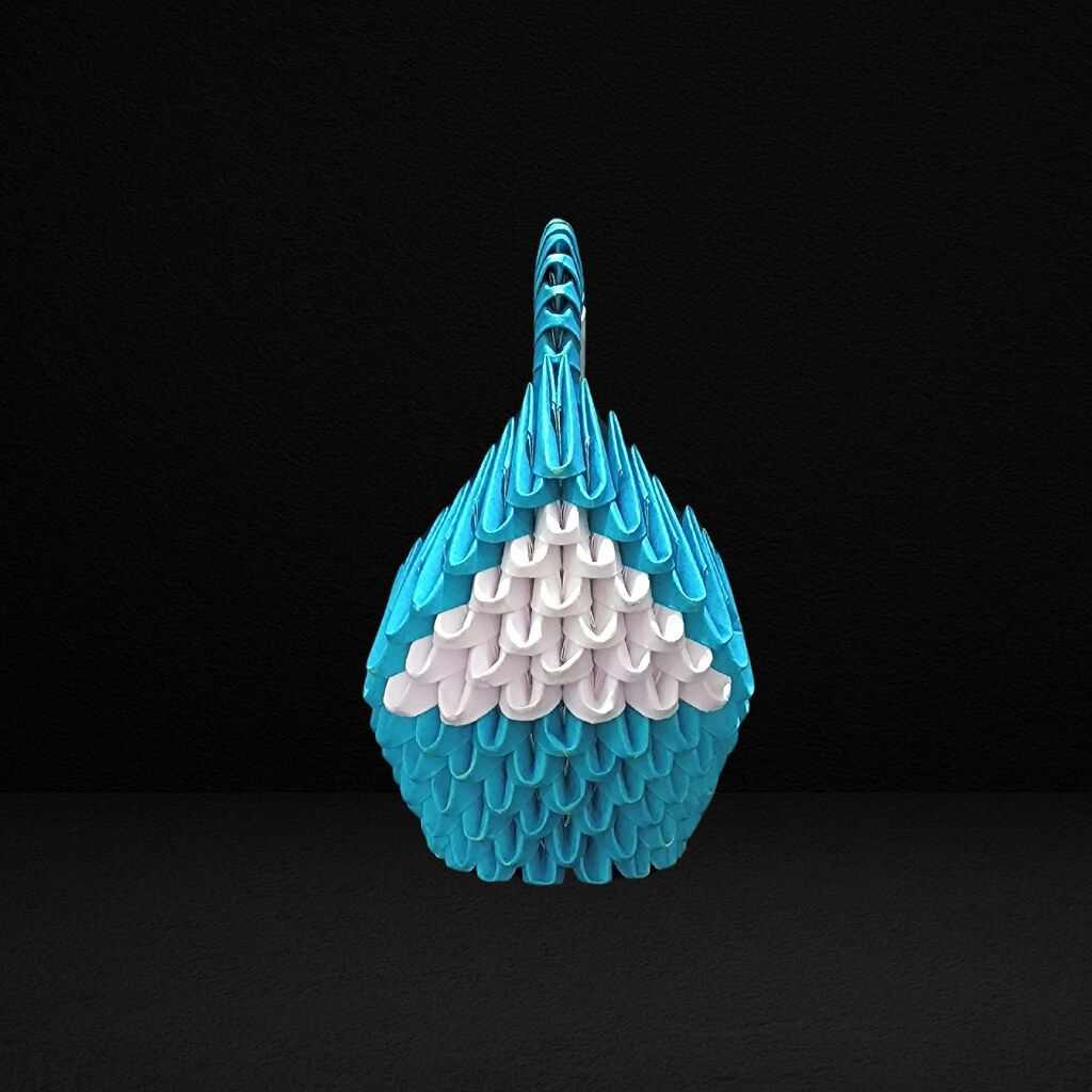 Elegant 3D Origami Swan Sculpture – Teal Blue and White