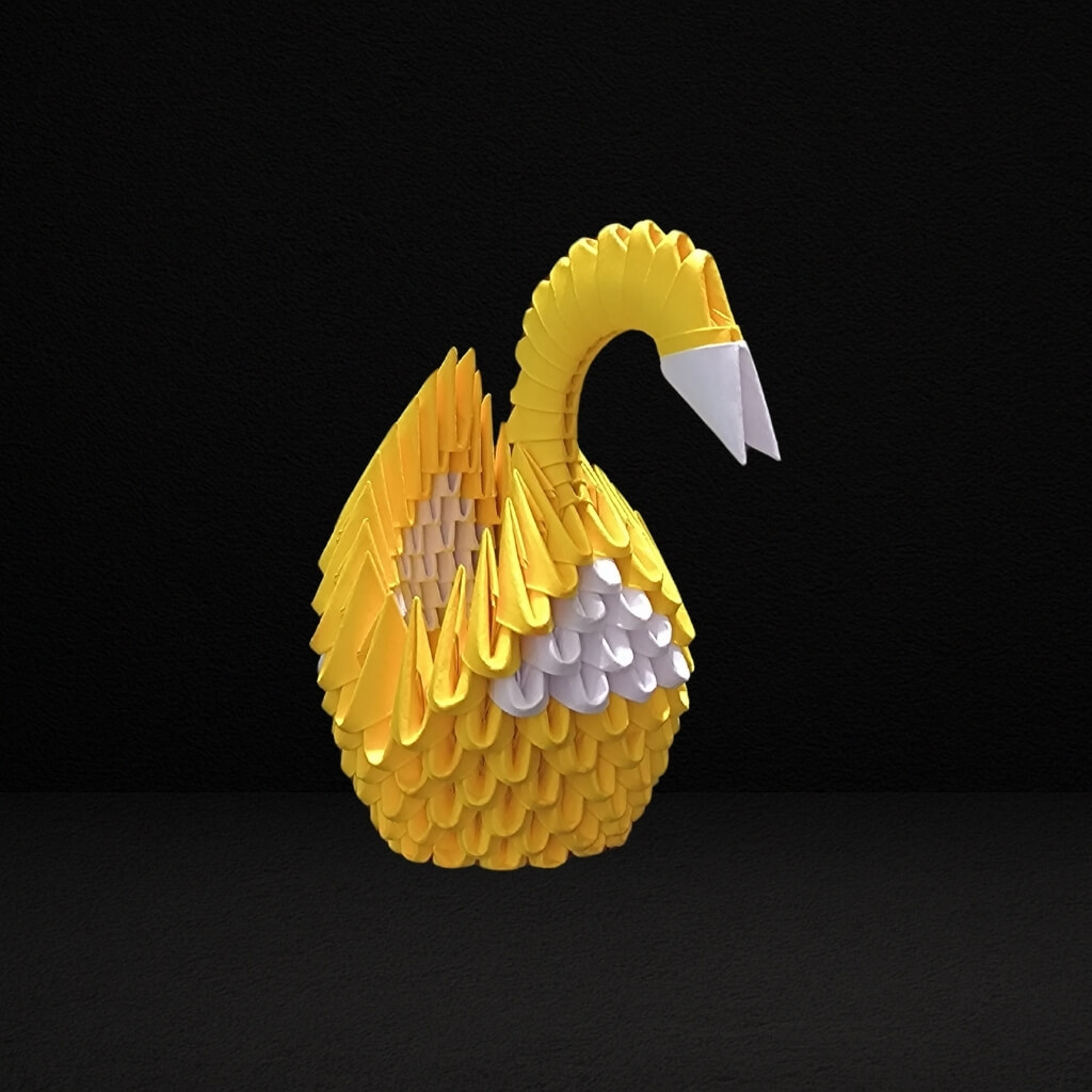 Elegant 3D Origami Swan Sculpture – Yellow and White