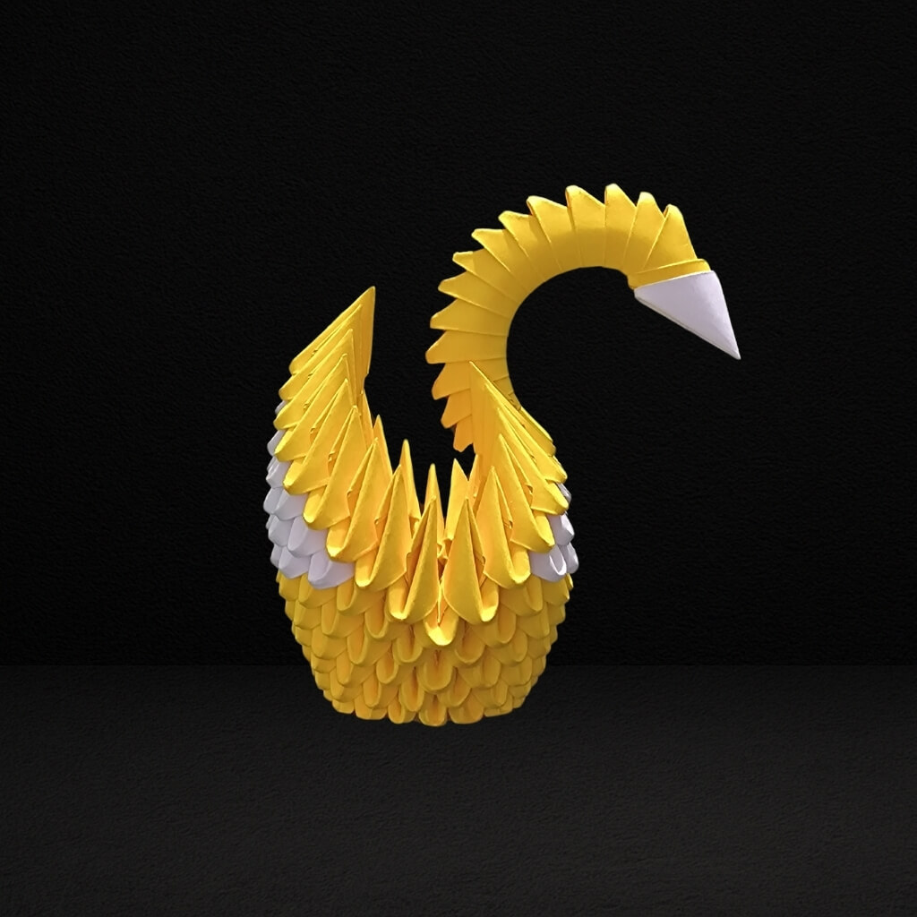 Elegant 3D Origami Swan Sculpture – Yellow and White