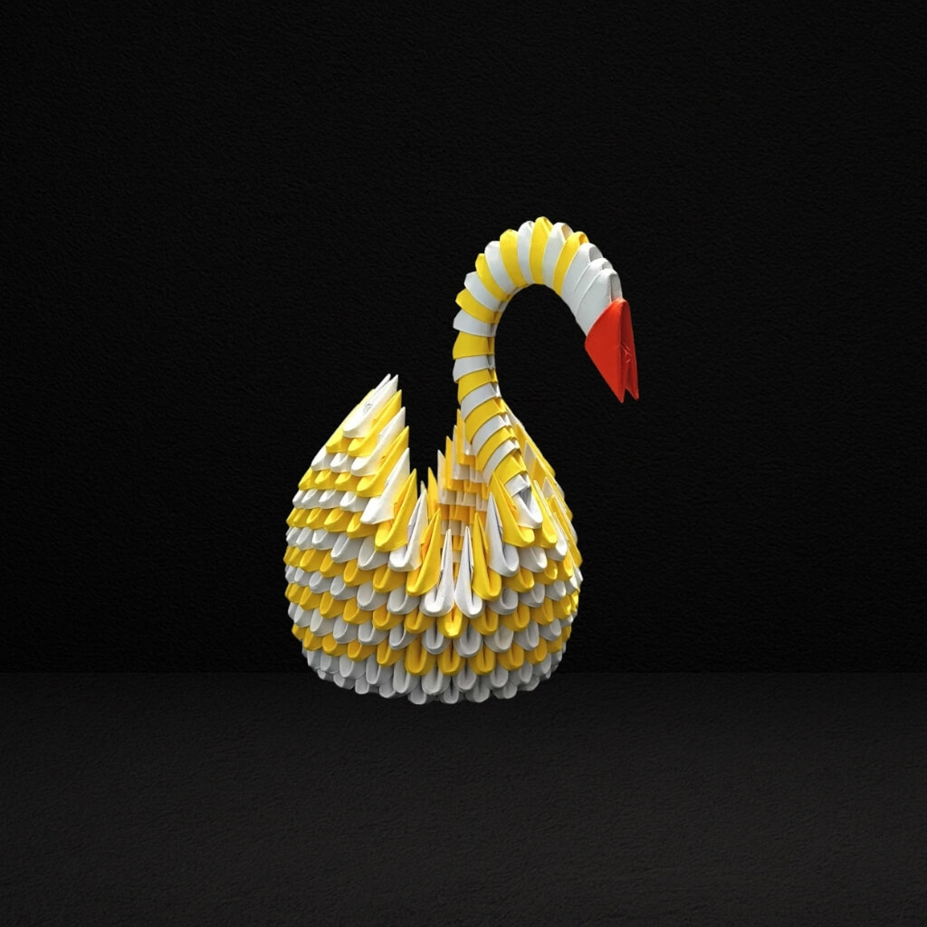 Vibrant 3D Origami Yellow Swan – Handcrafted Decorative Art Piece