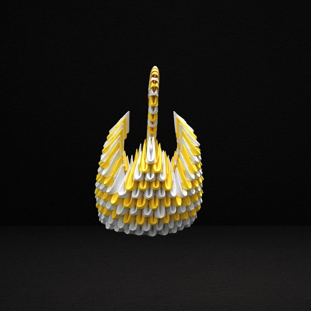 Vibrant 3D Origami Yellow Swan – Handcrafted Decorative Art Piece