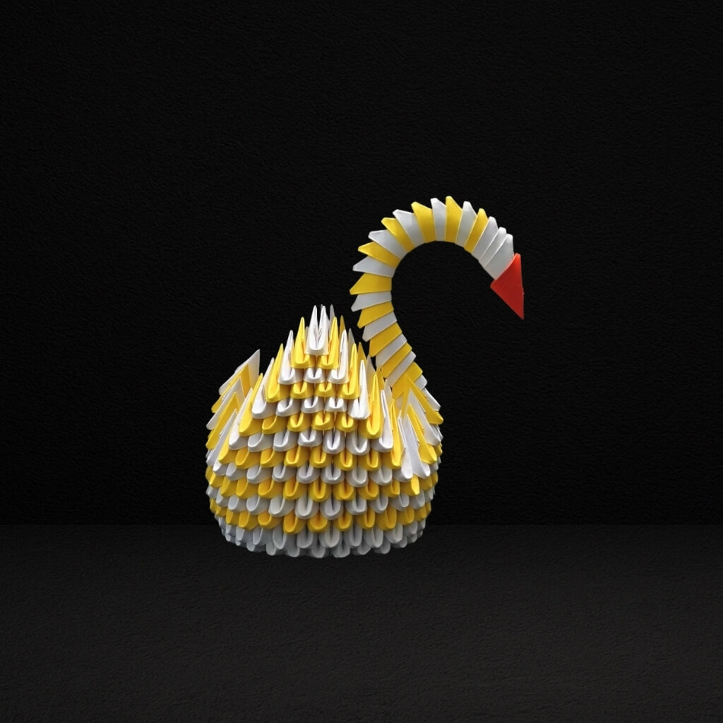 Vibrant 3D Origami Yellow Swan – Handcrafted Decorative Art Piece