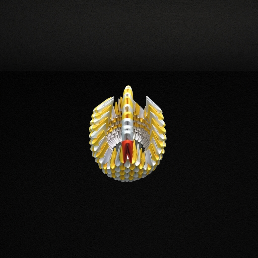 Vibrant 3D Origami Yellow Swan – Handcrafted Decorative Art Piece