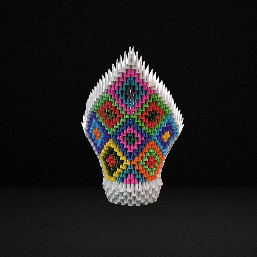 Rainbow Feather 3D Origami Swan – Handmade Multicolor Paper Sculpture

