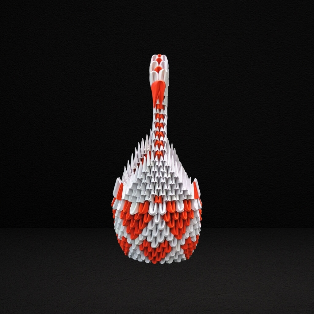 Majestic 3D Origami Red and White Swan – Handcrafted Decorative Masterpiece
