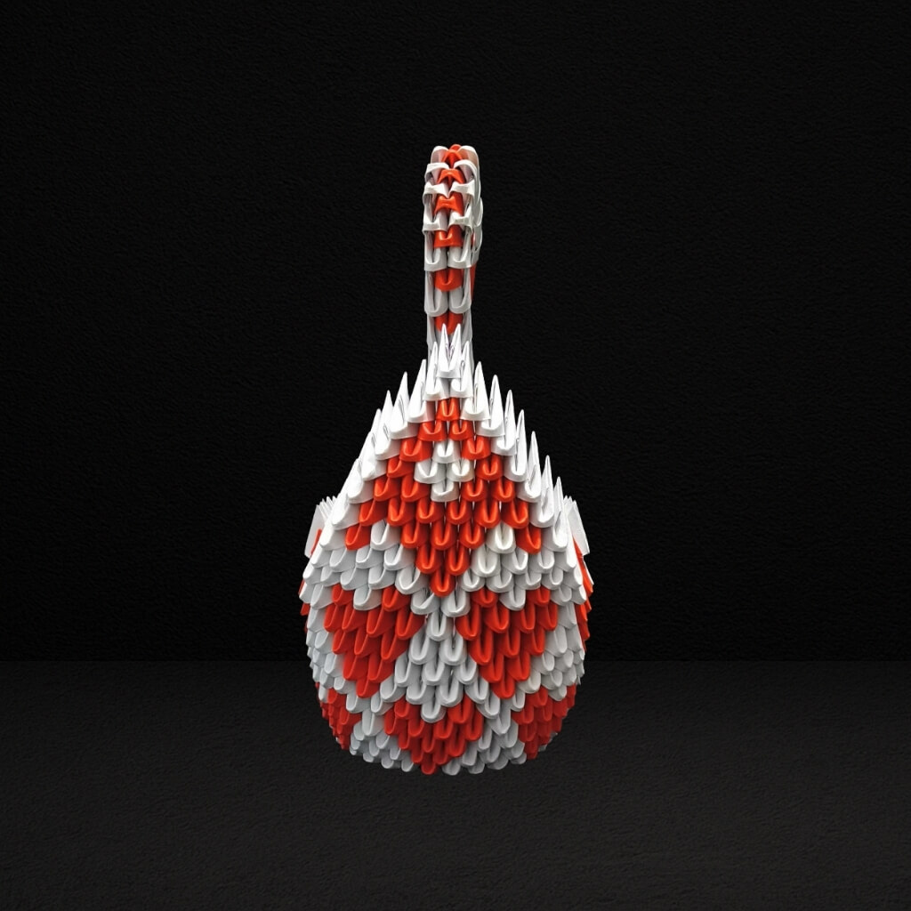 Majestic 3D Origami Red and White Swan – Handcrafted Decorative Masterpiece