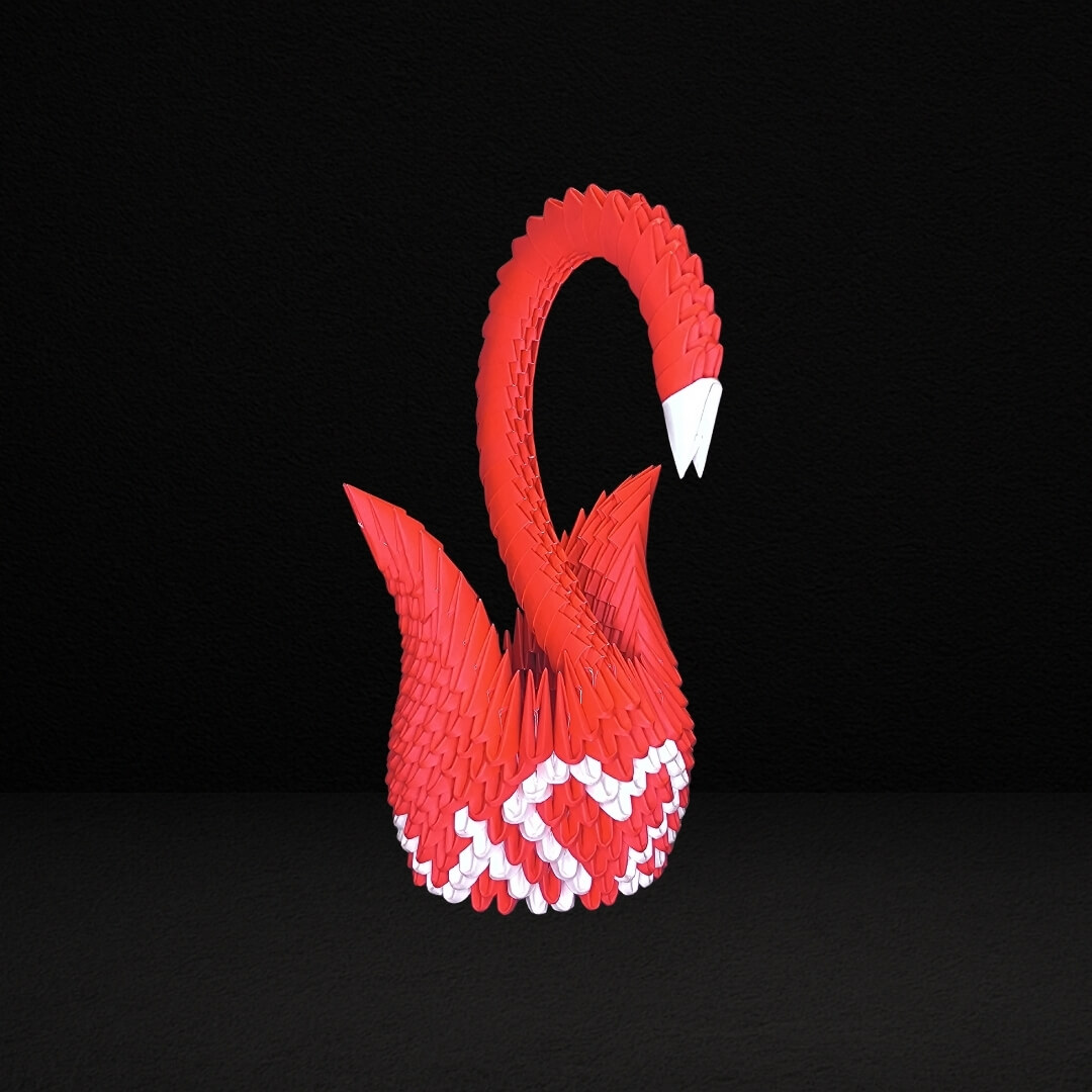 Graceful Red & White 3D Origami Swan – Handmade Decorative Paper Sculpture