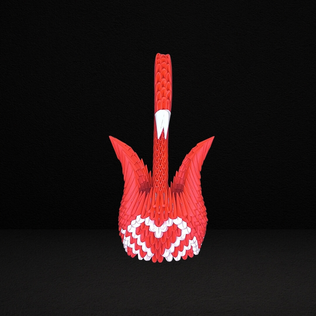 Graceful Red & White 3D Origami Swan – Handmade Decorative Paper Sculpture