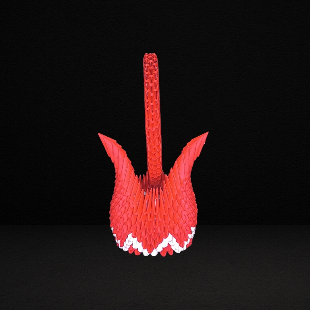 Graceful Red & White 3D Origami Swan – Handmade Decorative Paper Sculpture
