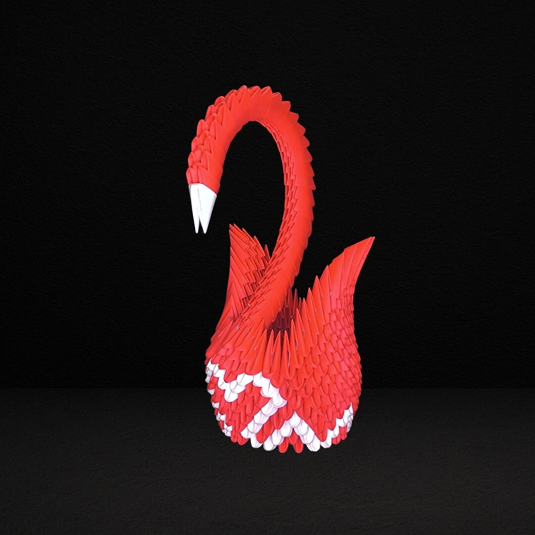 Graceful Red & White 3D Origami Swan – Handmade Decorative Paper Sculpture