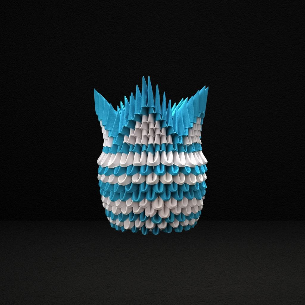 Handcrafted 3D Origami Blue Star Basket – Decorative Art Piece