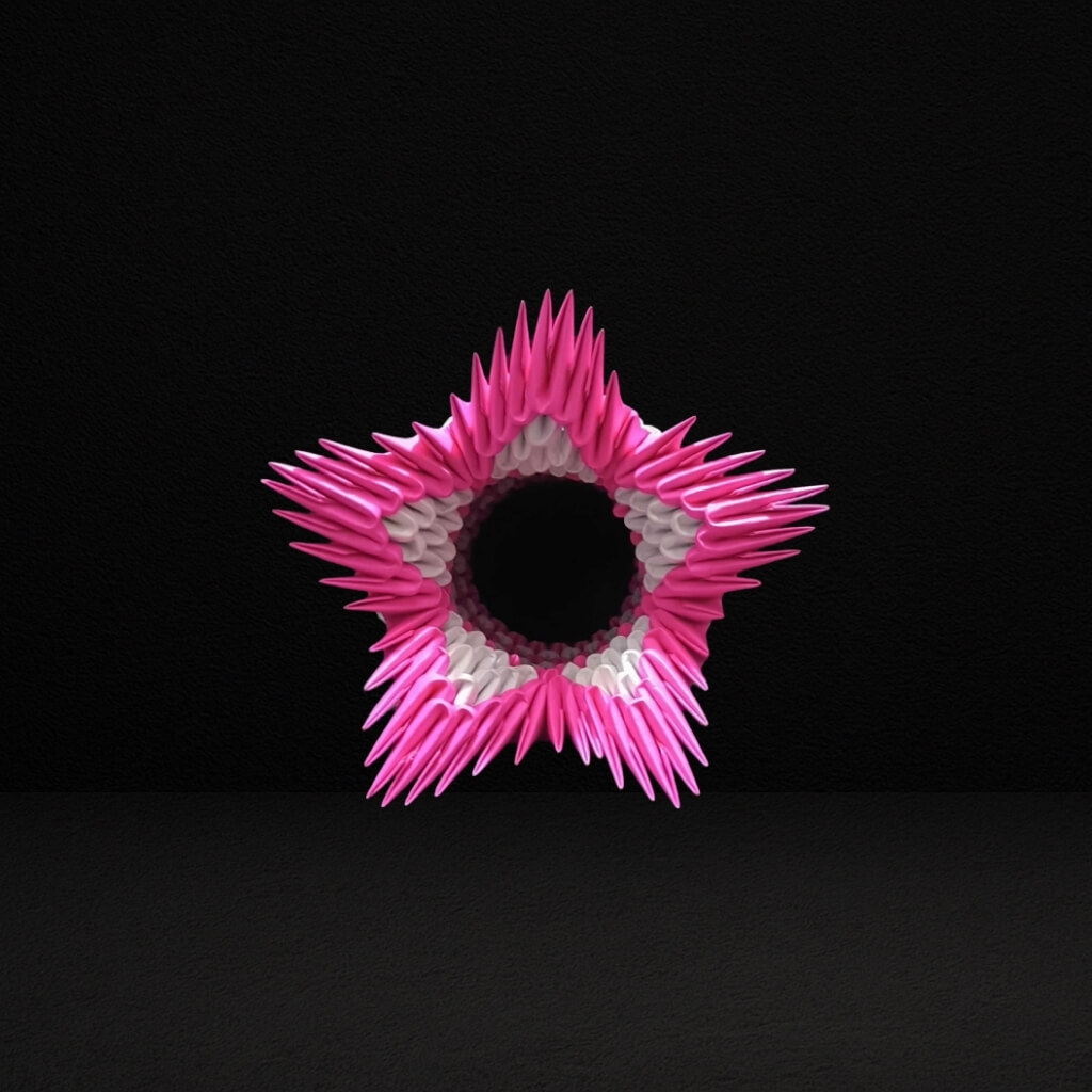 Handcrafted 3D Origami Pink Star Basket – Decorative Art Piece
